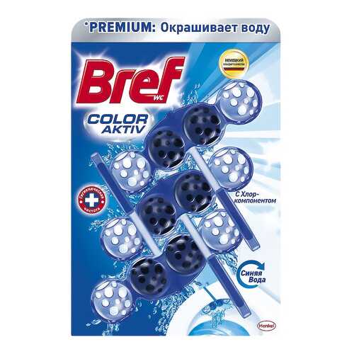 Средство Bref blue aktiv чистящее для унитаза с хлор-компонентом 3*50 г в Комус