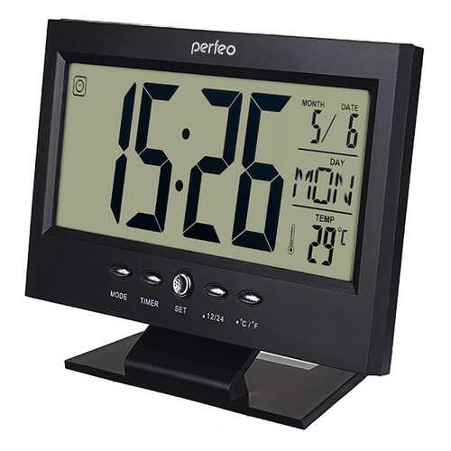 Perfeo Часы-будильник Set, чёрный, (PF-S2618) время, температура, дата в Комус