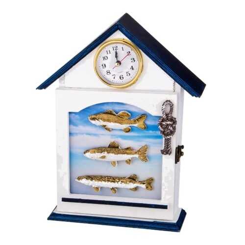 Ключница Lefard, 28,5x55x6 см, белый, с часами в Комус