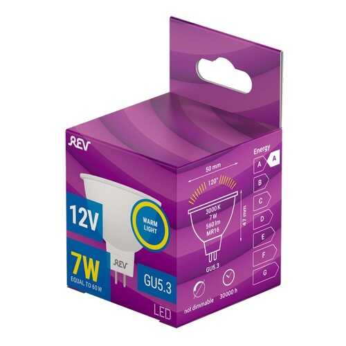 Лампочка светодиодная LED, MR16 GU5.3 7W 2700K теплый свет в Комус