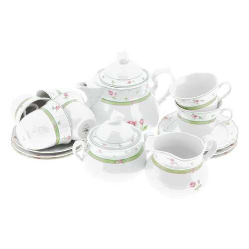 Чайный сервиз 6/9; Menuet, декор Роза, зеленая отводка в Комус